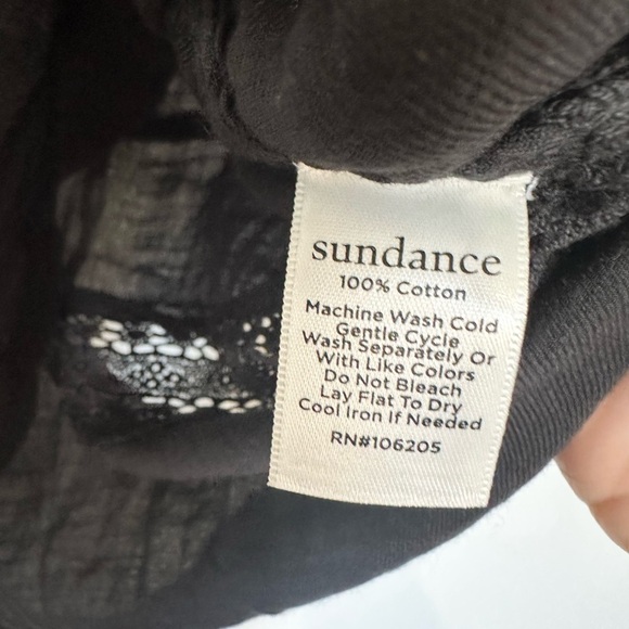 Sundance black blouse size small cotton tiered lace lightweight short sleeve - Picture 3 of 4